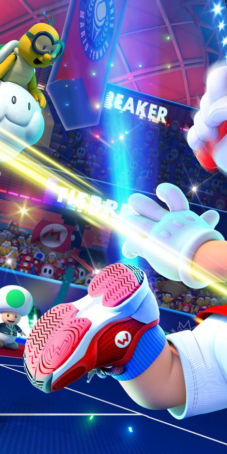 Phone wallpaper: Mario, Video Game, Princess Peach, Toad (Mario), Lakitu, Mario Tennis Aces free download