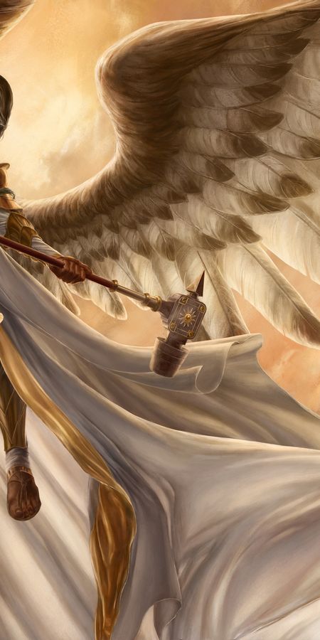 Phone wallpaper: Fantasy, Weapon, Wings, Game, Armor, Magic: The Gathering, Angel Warrior free download