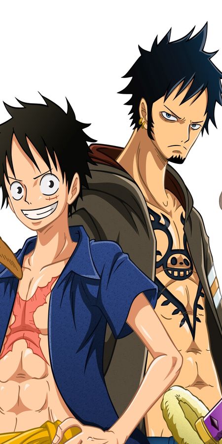 Phone wallpaper: Trafalgar Law, Monkey D Luffy, One Piece, Anime free download