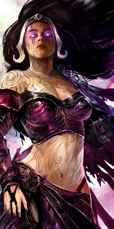 Phone wallpaper: Necromancer, Liliana Vess, Magic: The Gathering, Purple, Game free download