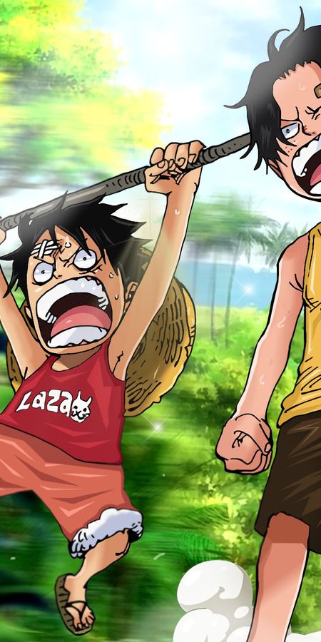 Phone wallpaper: Anime, Portgas D Ace, One Piece, Monkey D Luffy free download