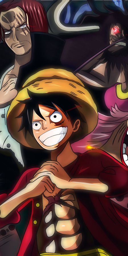 Phone wallpaper: Anime, One Piece, Monkey D Luffy, Shanks (One Piece), Marshall D Teach, Kaido (One Piece), Charlotte Linlin free download