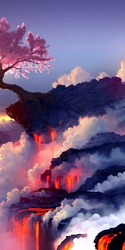 Phone wallpaper: Anime, Landscape, Sakura, Magic: The Gathering, Sakura Blossom free download
