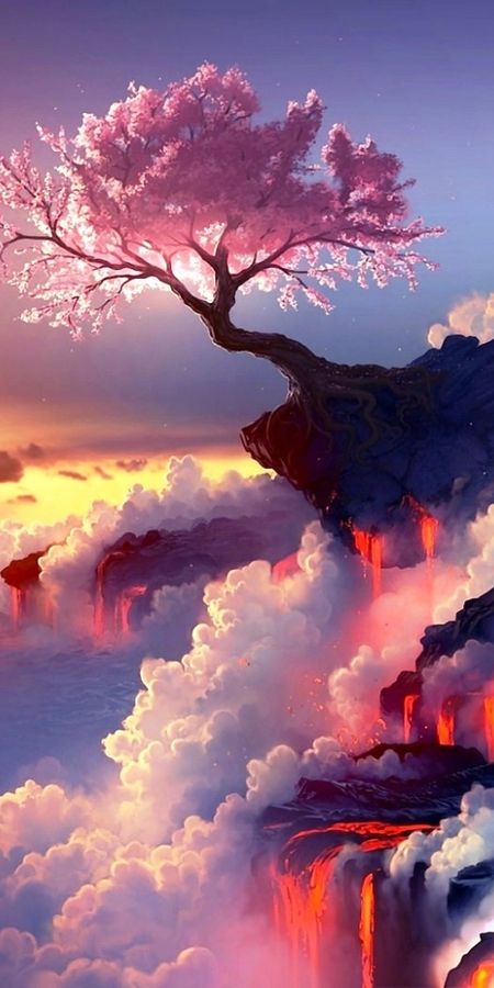 Phone wallpaper: Landscape, Sakura, Game, Magic: The Gathering, Sakura Blossom free download