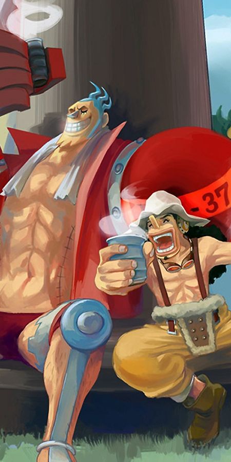 Phone wallpaper: Robot, Franky (One Piece), Usopp (One Piece), One Piece, Anime free download