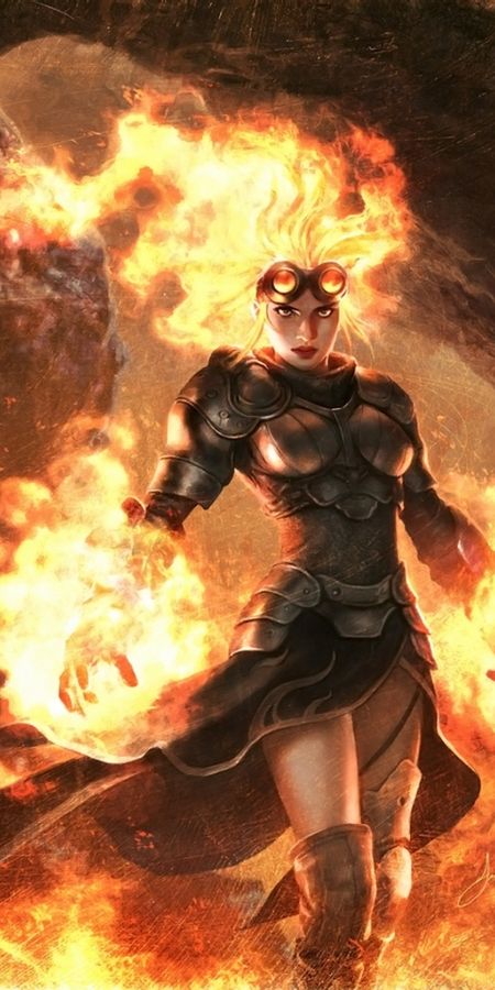 Phone wallpaper: Fantasy, Fire, Flame, Armor, Magic: The Gathering, Goggles free download