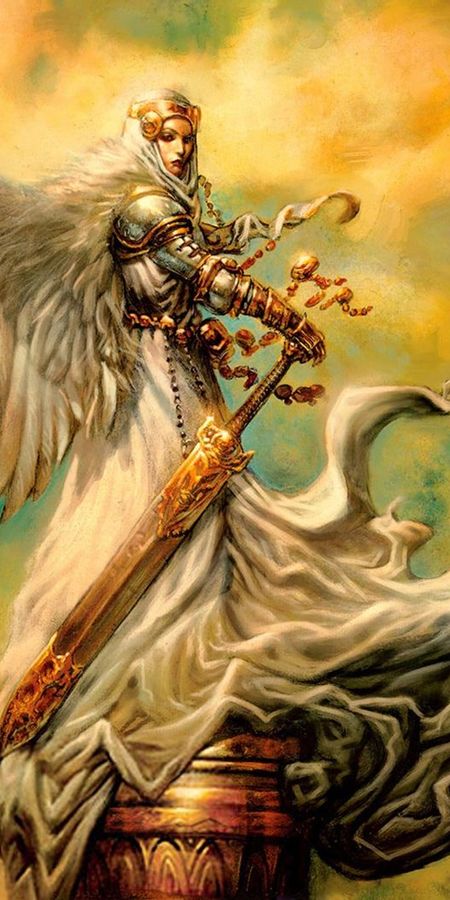 Phone wallpaper: Woman Warrior, Magic: The Gathering, Angel Warrior, Game, Fantasy, Angel, Wings free download