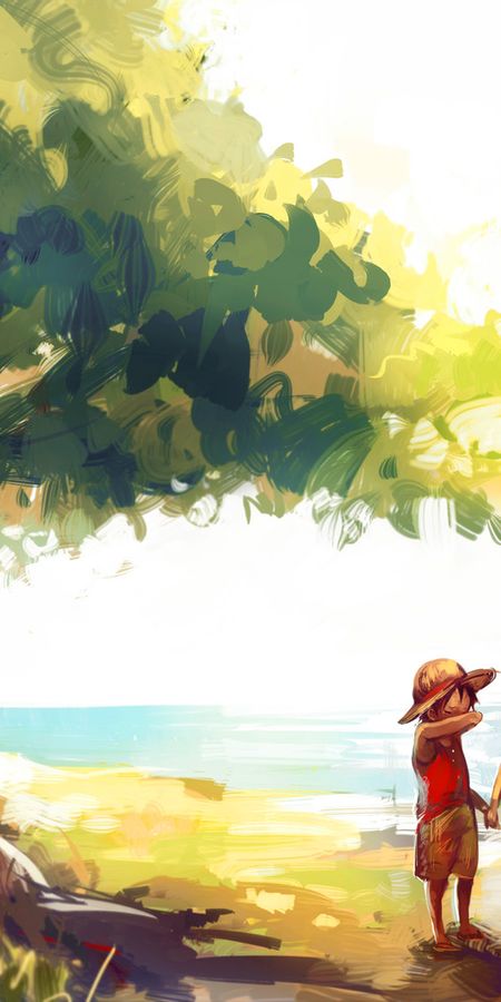 Phone wallpaper: Anime, Nature, Portgas D Ace, One Piece, Monkey D Luffy, Crying free download