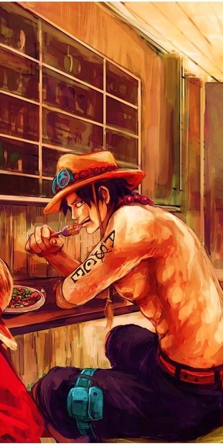 Phone wallpaper: Monkey D Luffy, One Piece, Portgas D Ace, Anime free download