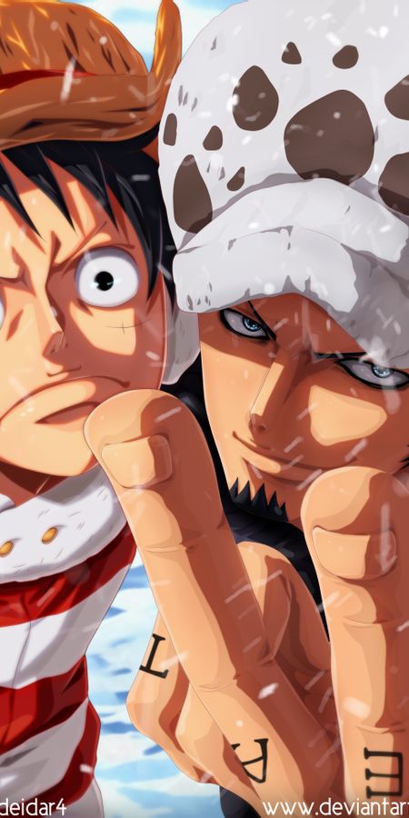 Phone wallpaper: Anime, One Piece, Monkey D Luffy, Trafalgar Law free download