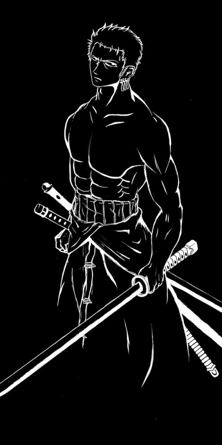 Phone wallpaper: Anime, Black & White, One Piece, Roronoa Zoro free download