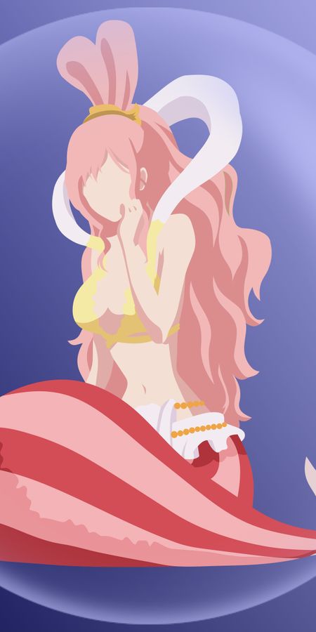 Phone wallpaper: Anime, Pink Hair, Mermaid, Long Hair, Minimalist, Bikini, One Piece, Shirahoshi (One Piece) free download