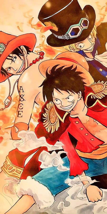 Phone wallpaper: Anime, Portgas D Ace, One Piece, Monkey D Luffy, Sanji (One Piece) free download
