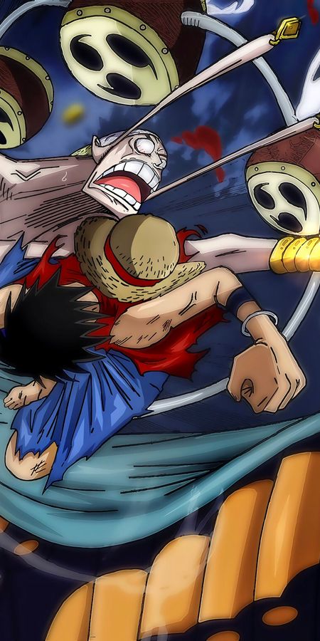 Phone wallpaper: Anime, One Piece, Monkey D Luffy, Enel (One Piece) free download