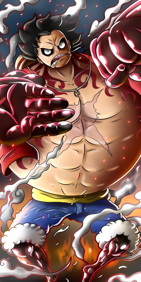Phone wallpaper: Anime, One Piece, Monkey D Luffy, Snake Man (Mega Man), Gear Fourth free download