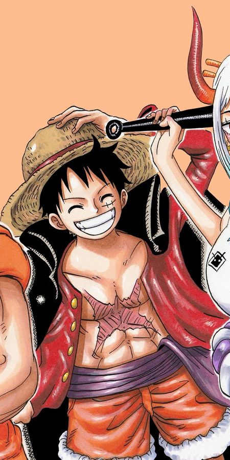 Phone wallpaper: Anime, One Piece, Monkey D Luffy, Kozuki Oden, Yamato (One Piece) free download