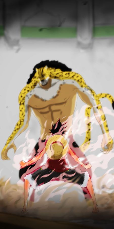 Phone wallpaper: Anime, One Piece, Monkey D Luffy, Rob Lucci free download