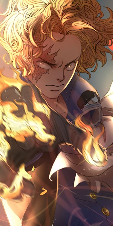 Phone wallpaper: Anime, Fire, Blonde, Yellow Eyes, Angry, One Piece, Sabo (One Piece) free download