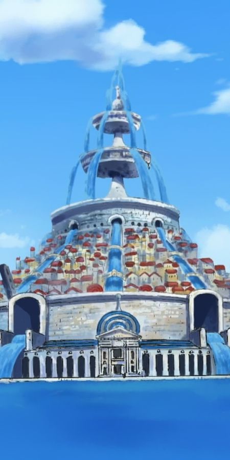 Phone wallpaper: Anime, Fountain, City, One Piece free download