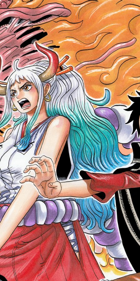 Phone wallpaper: Anime, One Piece, Monkey D Luffy, Kozuki Momonosuke, Yamato (One Piece) free download