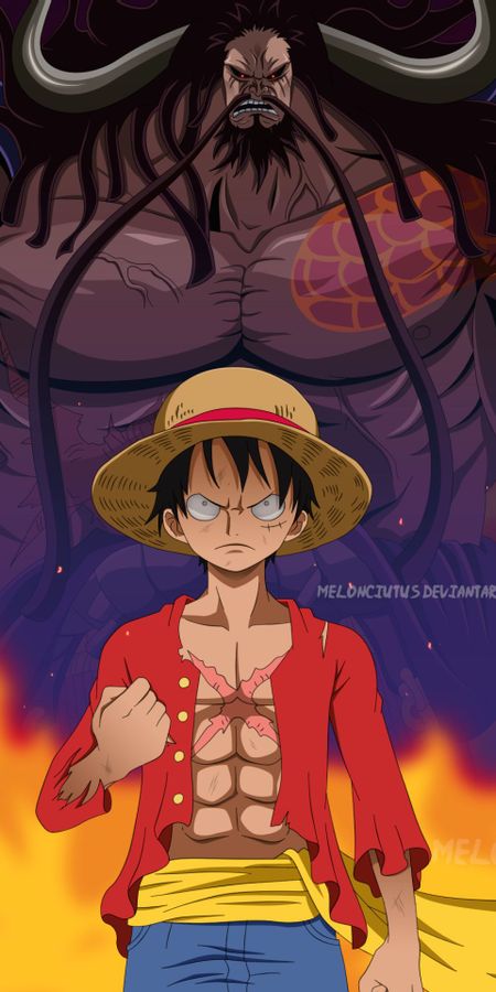 Phone wallpaper: Anime, One Piece, Monkey D Luffy, Kaido (One Piece) free download