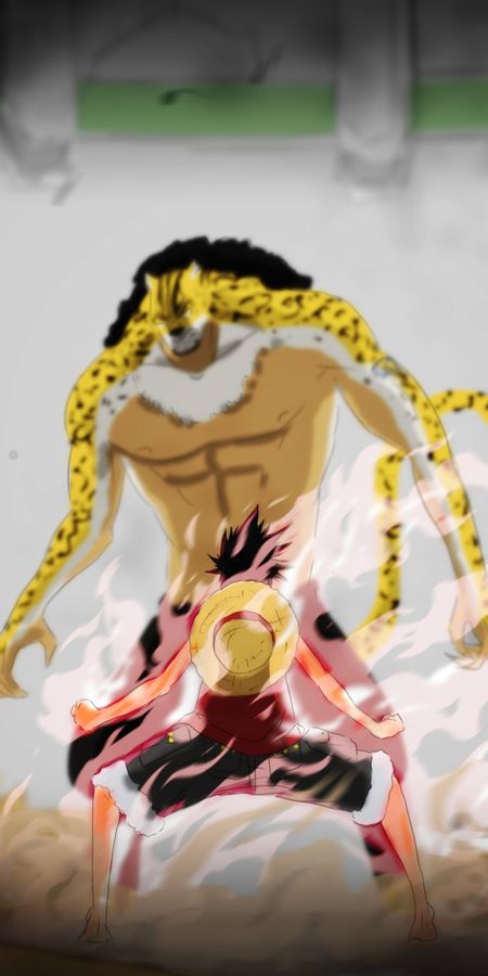 Phone wallpaper: Anime, One Piece, Monkey D Luffy, Rob Lucci free download
