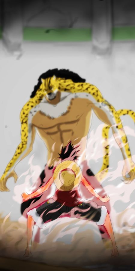 Phone wallpaper: Anime, One Piece, Monkey D Luffy, Rob Lucci free download