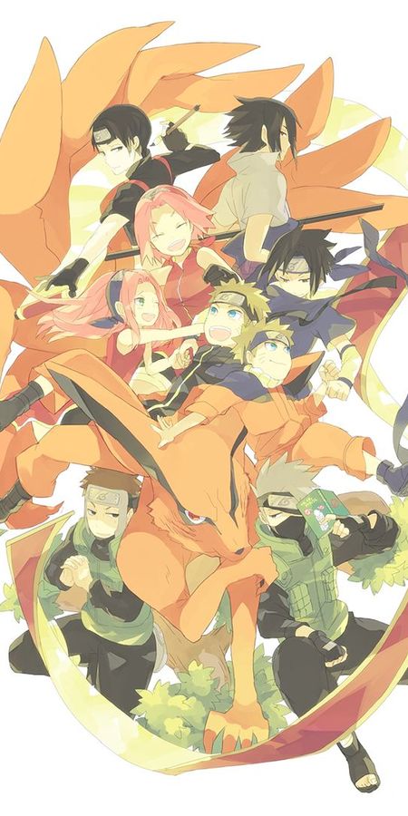 Phone wallpaper: Anime, Naruto, Sasuke Uchiha, Sakura Haruno, Naruto Uzumaki, Yamato (Naruto), Sai (Naruto), Kakashi Hatake, Kyūbi (Naruto) free download