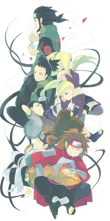 Phone wallpaper: Anime, Naruto, Ino Yamanaka, Shikamaru Nara, Chōji Akimichi, Asuma Sarutobi free download