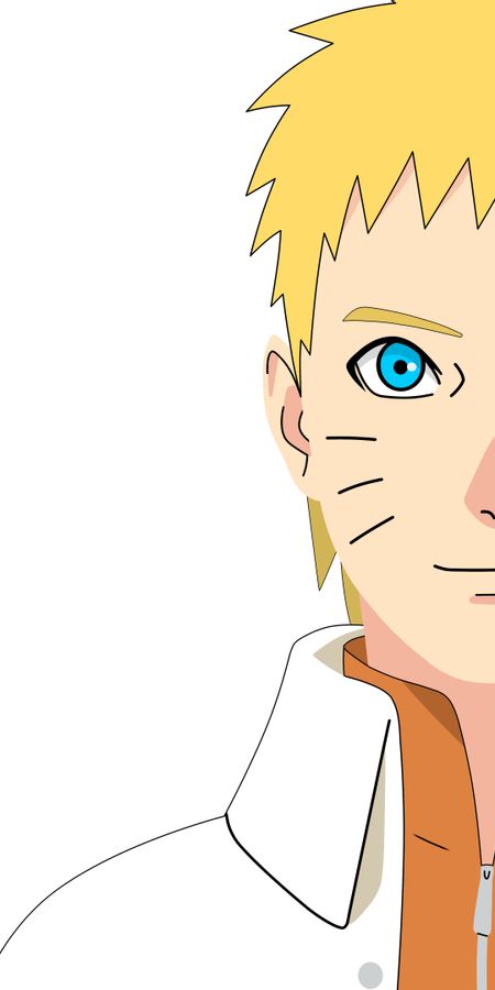 Phone wallpaper: Anime, Naruto, Smile, Blue Eyes, Minimalist, Naruto Uzumaki, Hokage (Naruto) free download