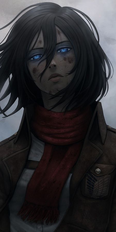 Phone wallpaper: Anime, Blue Eyes, Black Hair, Mikasa Ackerman, Attack On Titan free download