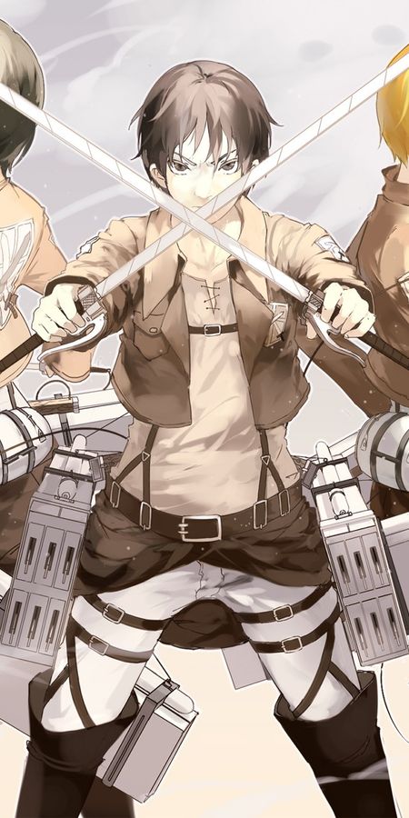 Phone wallpaper: Anime, Armin Arlert, Eren Yeager, Mikasa Ackerman, Attack On Titan free download