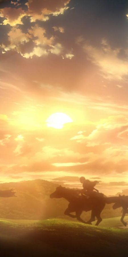 Phone wallpaper: Scouting Legion, Attack On Titan, Shingeki No Kyojin, Sunset, Anime free download