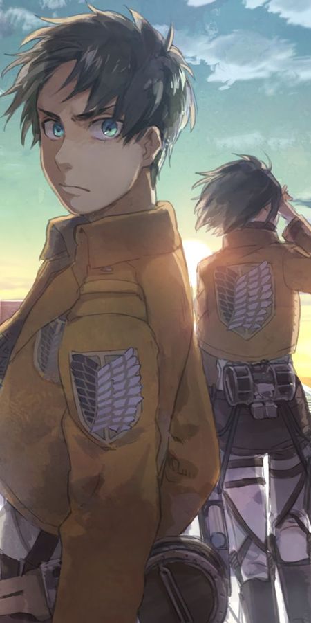 Phone wallpaper: Anime, Eren Yeager, Mikasa Ackerman, Shingeki No Kyojin, Attack On Titan free download