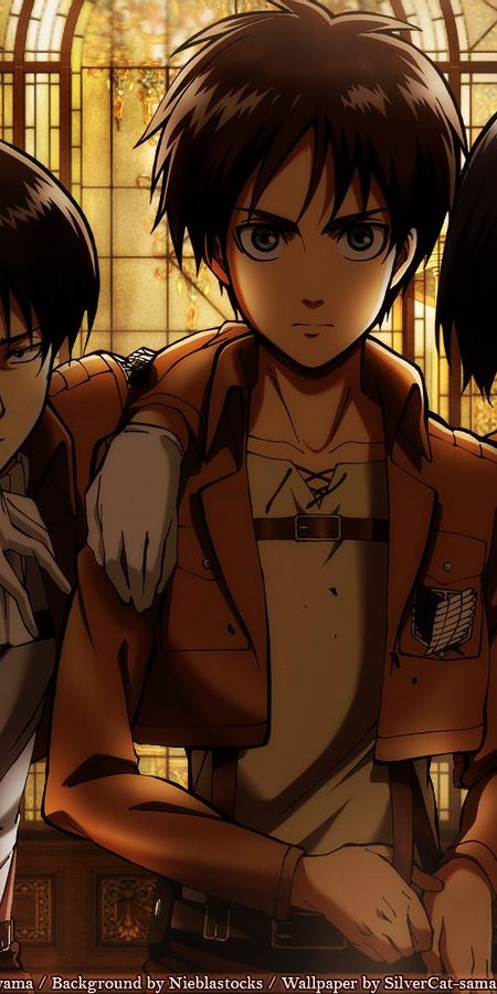 Phone wallpaper: Anime, Eren Yeager, Mikasa Ackerman, Attack On Titan, Levi Ackerman free download