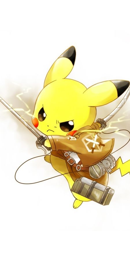 Phone wallpaper: Anime, Pokémon, Crossover, Pikachu, Shingeki No Kyojin, Attack On Titan free download