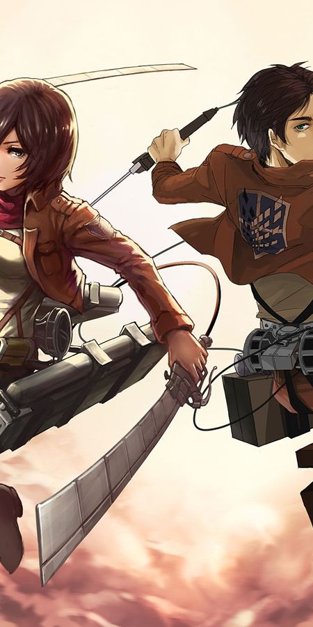 Phone wallpaper: Anime, Eren Yeager, Mikasa Ackerman, Attack On Titan free download