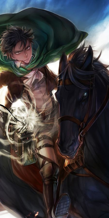 Phone wallpaper: Anime, Horse, Black Hair, Attack On Titan, Levi Ackerman free download