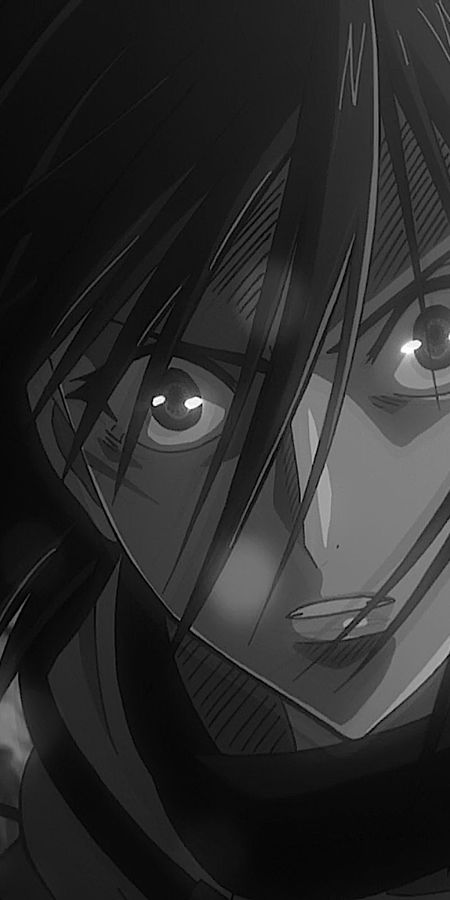 Phone wallpaper: Anime, Black & White, Mikasa Ackerman, Shingeki No Kyojin, Attack On Titan free download