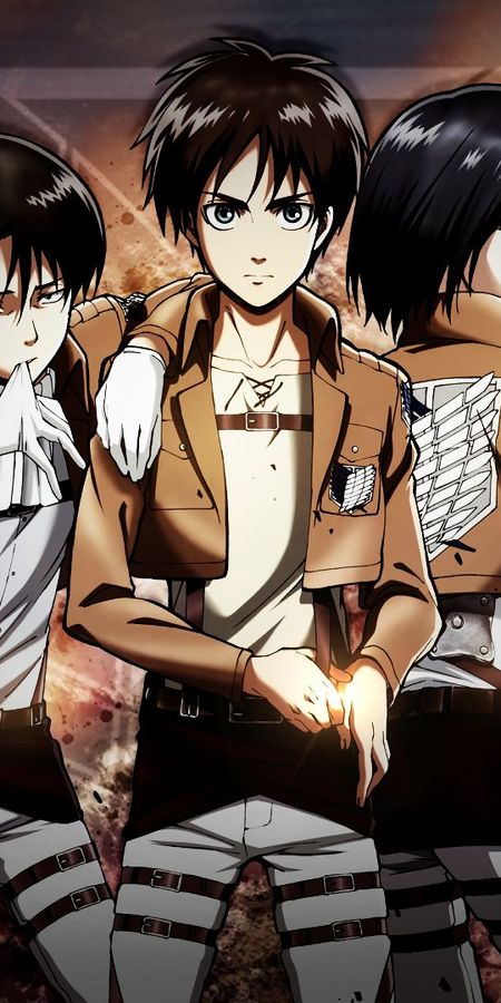 Phone wallpaper: Anime, Eren Yeager, Mikasa Ackerman, Attack On Titan, Levi Ackerman free download