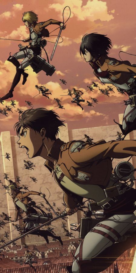 Phone wallpaper: Anime, Armin Arlert, Eren Yeager, Mikasa Ackerman, Attack On Titan free download