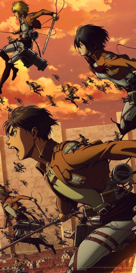 Phone wallpaper: Anime, Armin Arlert, Eren Yeager, Mikasa Ackerman, Attack On Titan, Scouting Legion free download