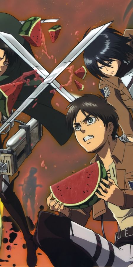 Phone wallpaper: Anime, Eren Yeager, Mikasa Ackerman, Attack On Titan, Levi Ackerman free download