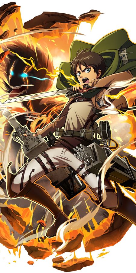 Phone wallpaper: Anime, Eren Yeager, Attack On Titan free download