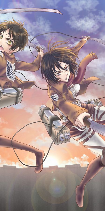 Phone wallpaper: Anime, Eren Yeager, Mikasa Ackerman, Attack On Titan free download