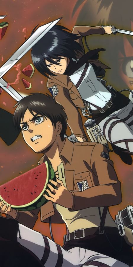 Phone wallpaper: Anime, Eren Yeager, Mikasa Ackerman, Attack On Titan free download