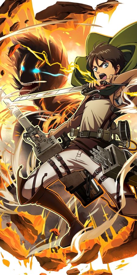 Phone wallpaper: Anime, Eren Yeager, Attack On Titan free download