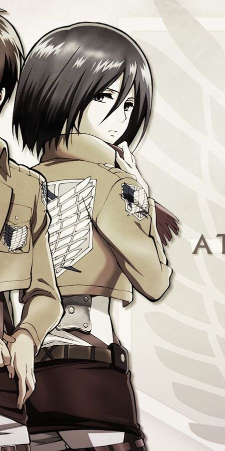 Phone wallpaper: Anime, Eren Yeager, Mikasa Ackerman, Attack On Titan, Levi Ackerman free download