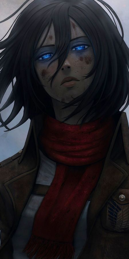 Phone wallpaper: Anime, Blue Eyes, Black Hair, Mikasa Ackerman, Attack On Titan free download