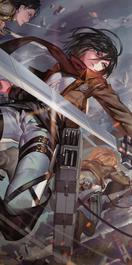 Phone wallpaper: Anime, Eren Yeager, Mikasa Ackerman, Attack On Titan free download